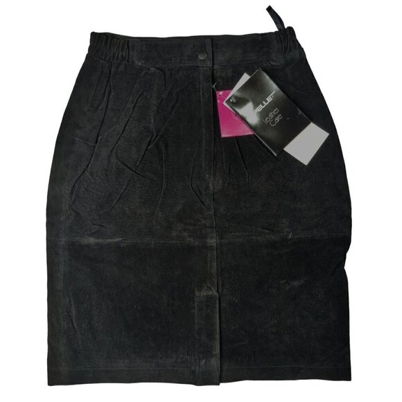Pelle Vintage Black Suede Leather Skirt, Women's 10 NWT - Picture 2 of 11